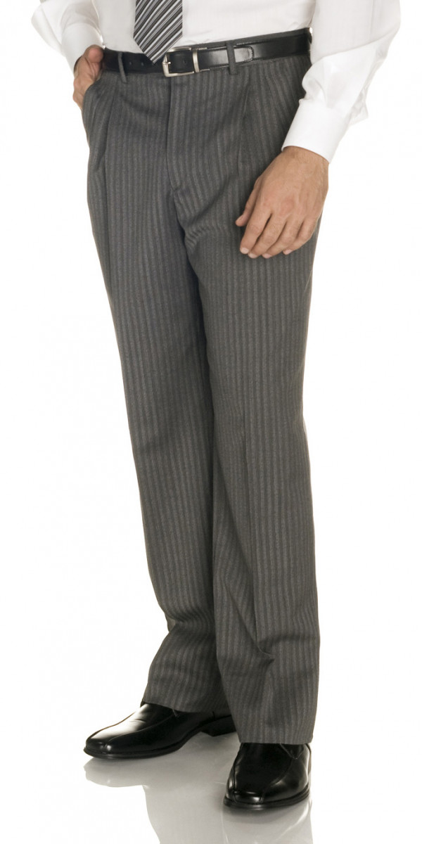 Single Pleat Striped Morning Trousers with Wool  MS Collection Luxury   MS