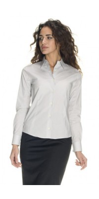 Women's Close-Fitting L/S Light Grey Shirt