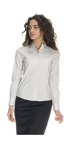 Camicia Donna Aderente M/L Grigio Chiaro