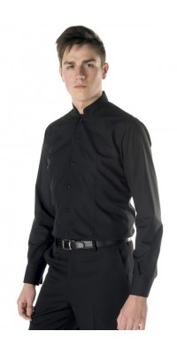 Men's Mandarin Collar Black Shirt