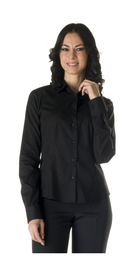 Camicia Donna Aderente M/Lun. Nero