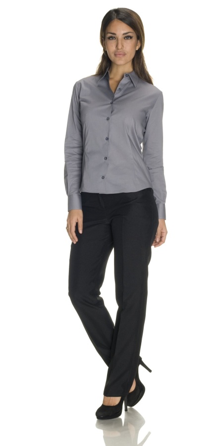 Camicia Donna Aderente M/L Grigio Londra
