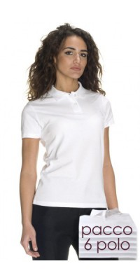 Pacco 6 Polo Donna Bianco