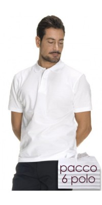 Pacco 6 Polo Uomo Bianco