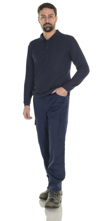 Navy Blue Long-Sleeved Polo Shirt