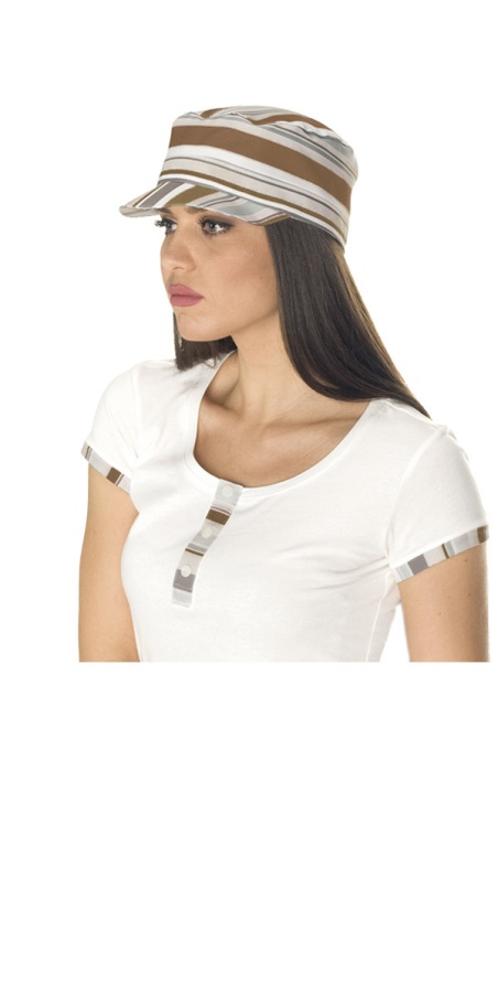 Ester Brown Spezia Striped Cap