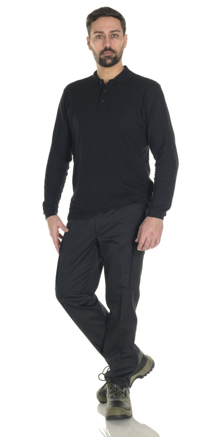 Black Long-Sleeved Polo Shirt