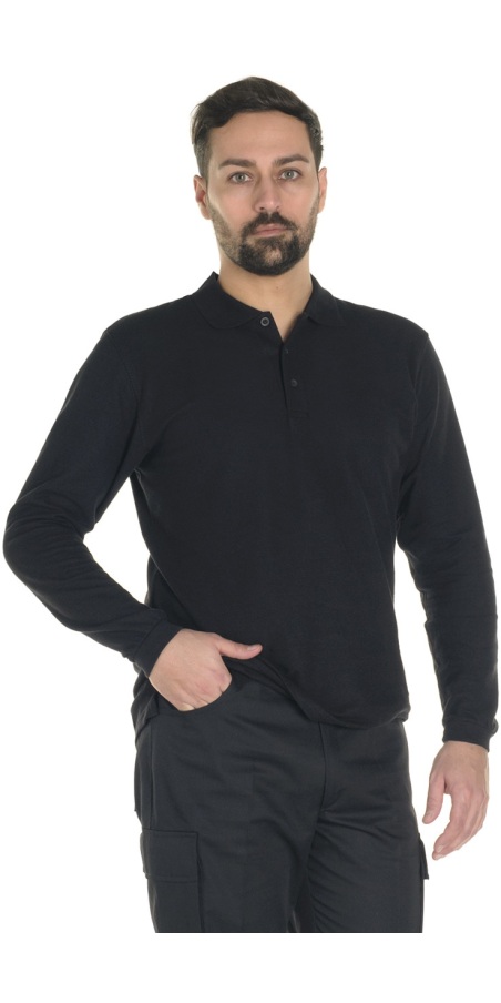 Black Long-Sleeved Polo Shirt