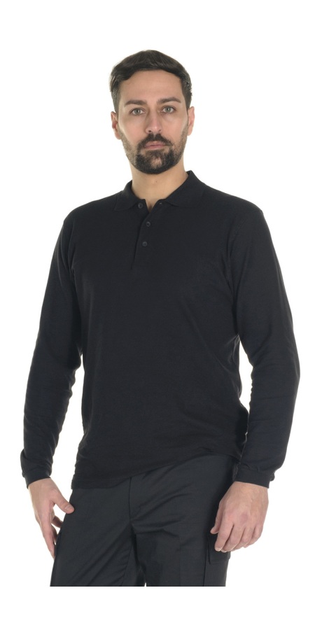 Black Long-Sleeved Polo Shirt