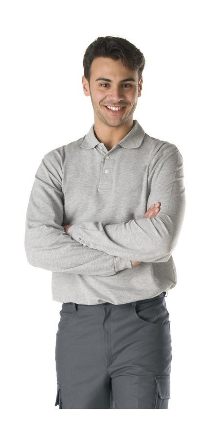 Ash Grey Polo Shirt Long-Sleeved