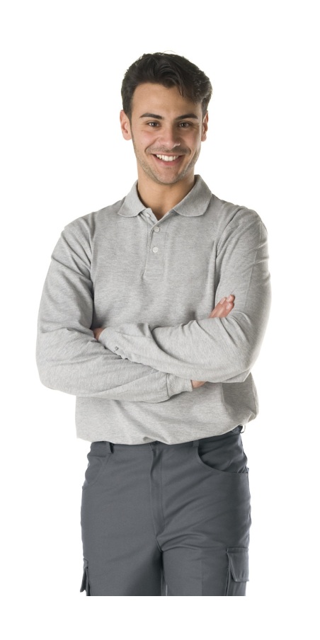 Ash Grey Polo Shirt Long-Sleeved