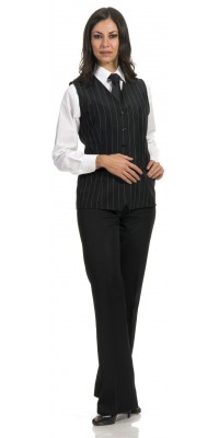 Berna Black Pinstriped Vest