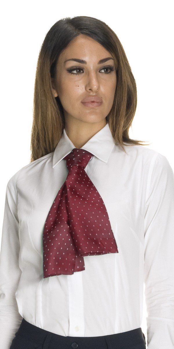 He Spoke Style Burgundy Silk Scarf with White Dots