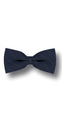 Navy Pinstriped Bow Tie