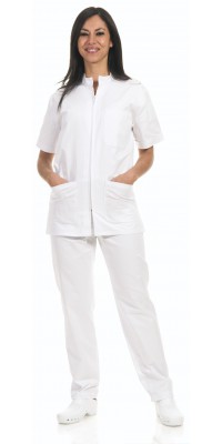 Clinic White Uniform With Zipper
