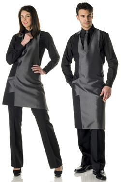 metal grey aprons