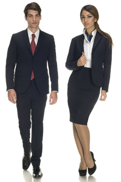 deep blue slim-fit Front Desk Uniforms