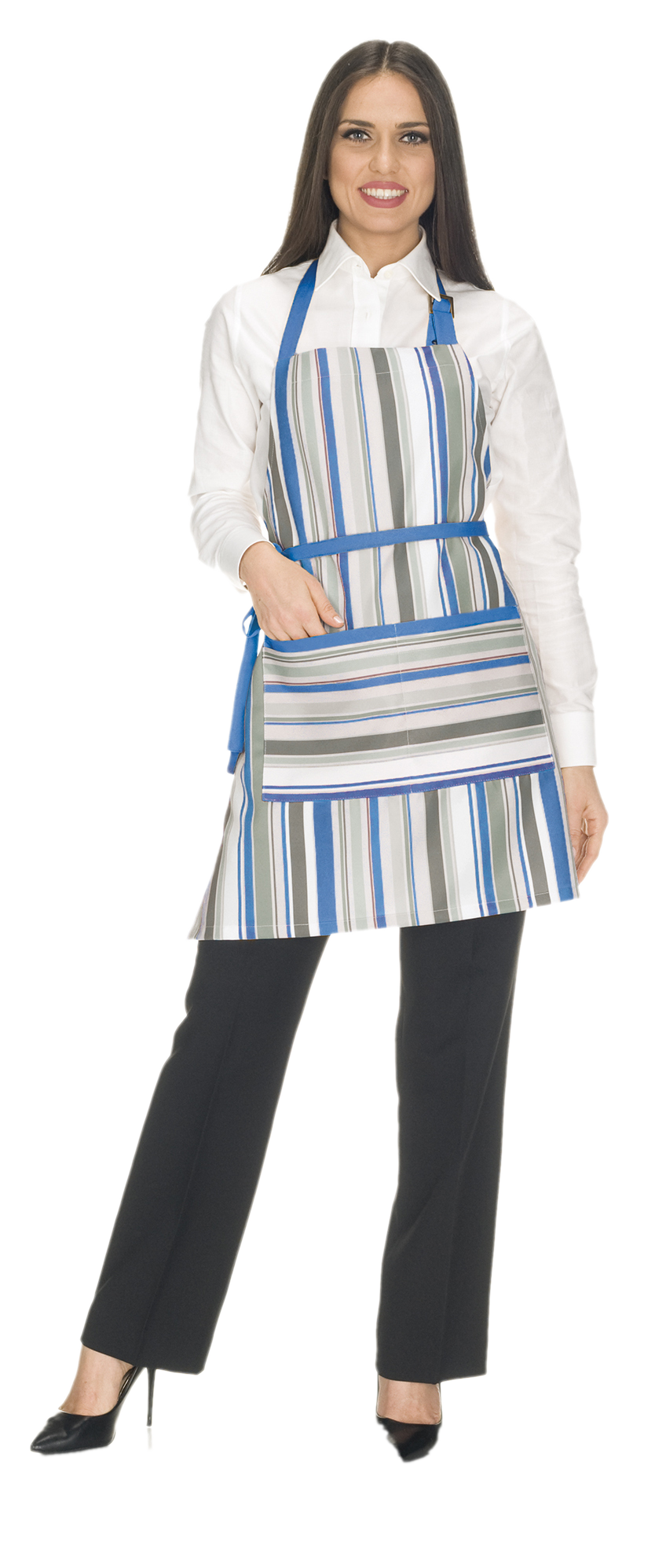 Aosta Blue Spezia Striped Apron
