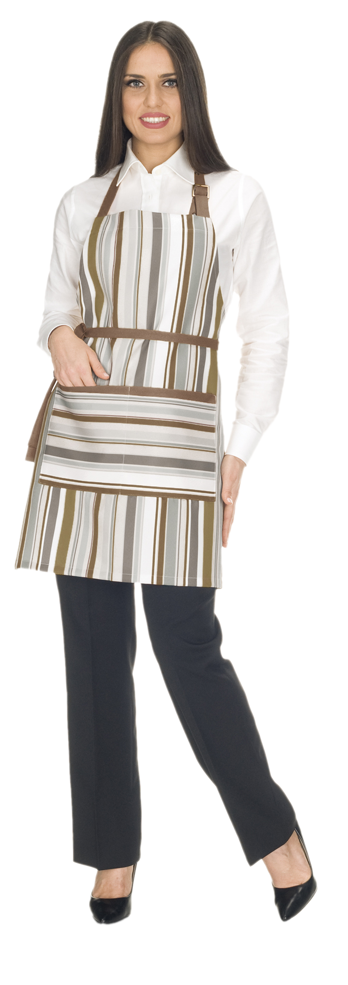 Aosta Brown Striped Apron